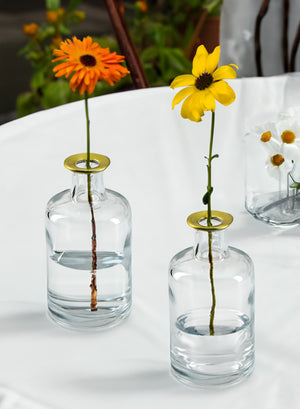 Gold Rimmed Clear Bud Vase, Available in 2 Sets
