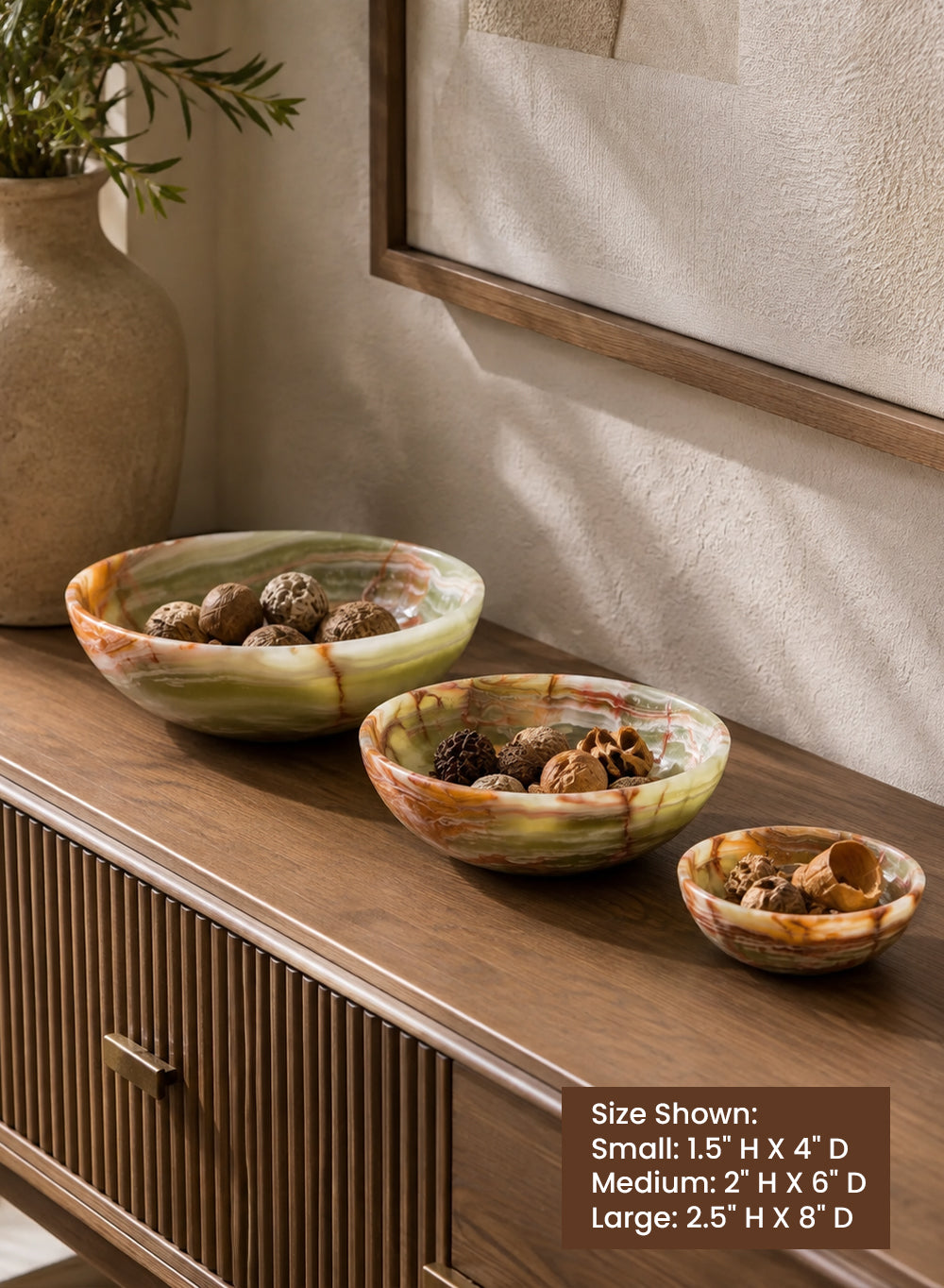 Natural Onyx Bowl, In 3 Sizes and Multiple Packs