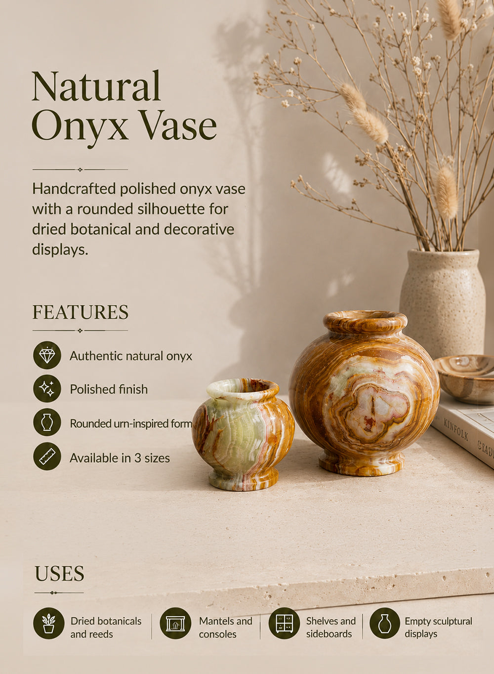 Natural Onyx Vase Collection