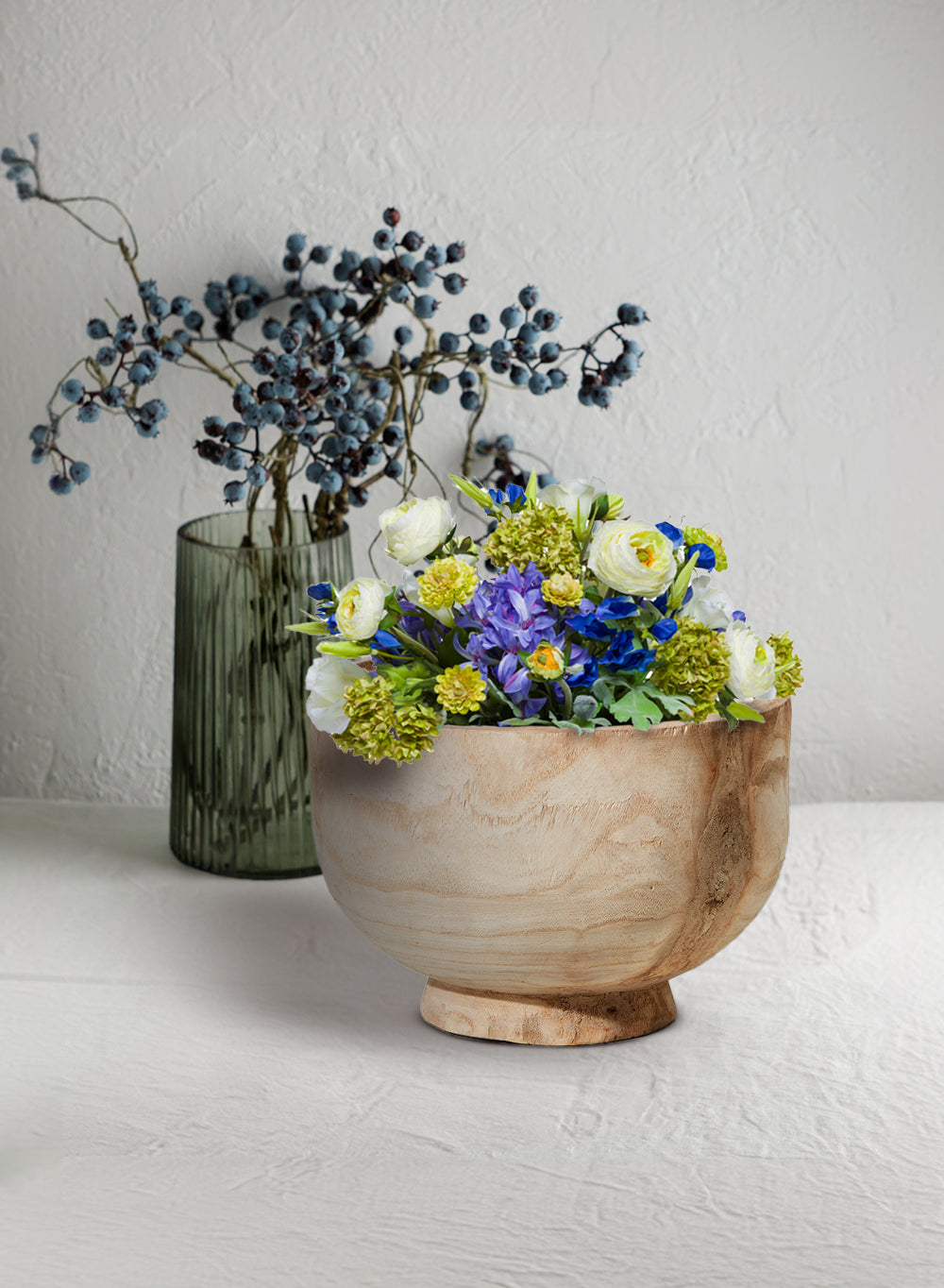 Paulownia Pedestal Wood Bowl, 11" Diameter & 7.25" Tall