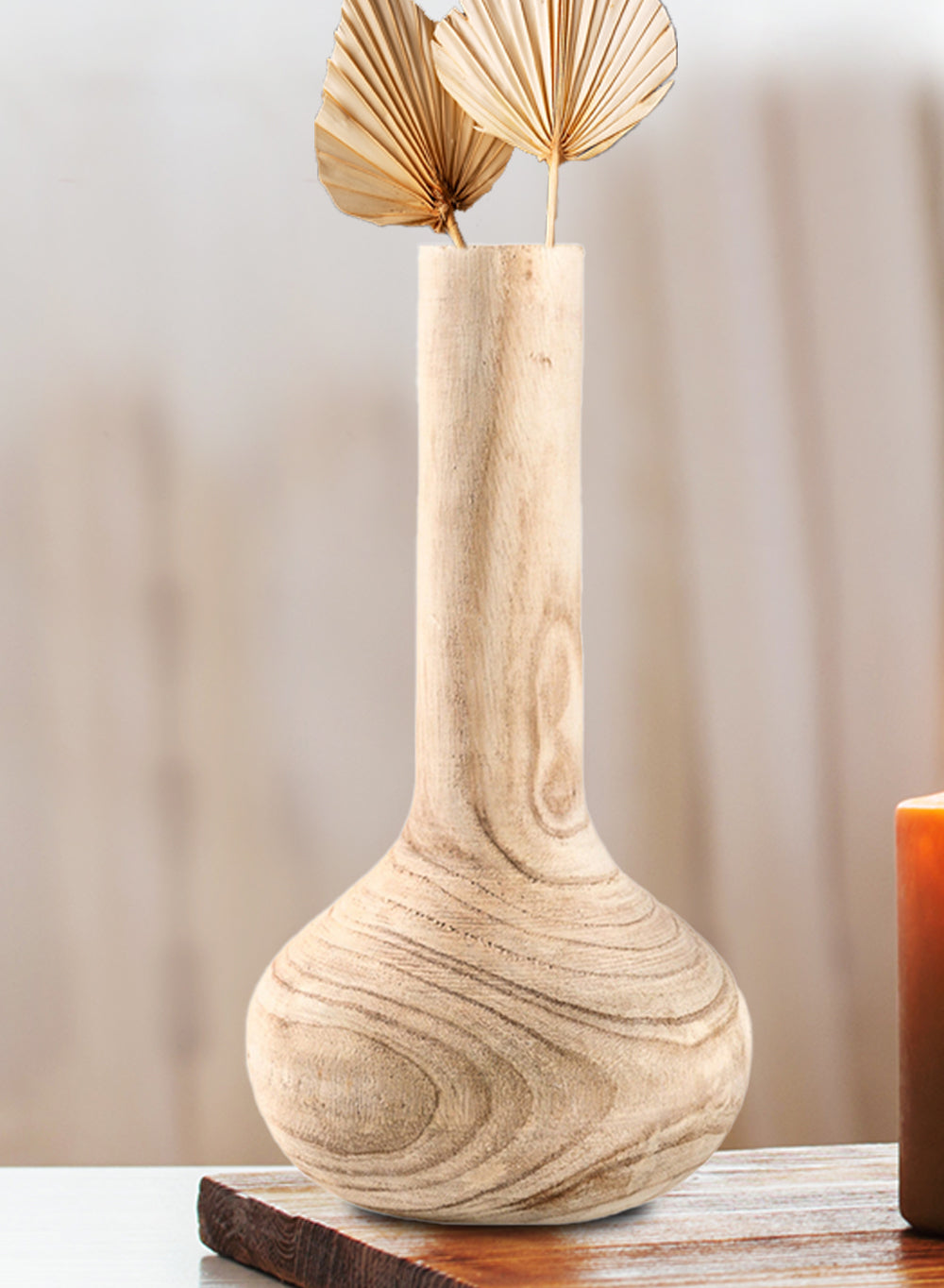 Paulownia Wood Bottle Vase, in 2 Sizes