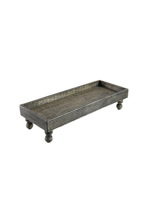 21" Rustic Dark Wood Tray with Legs