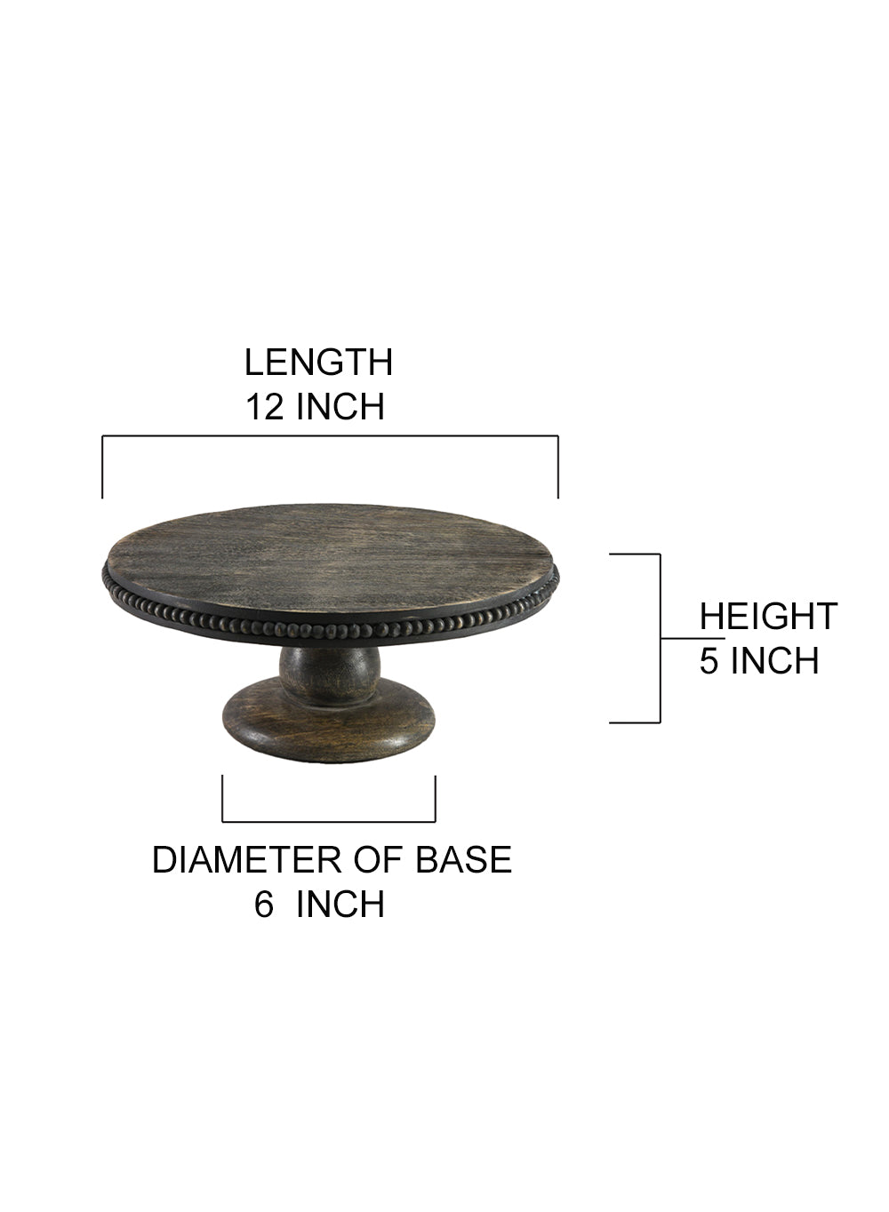 12" Dark Wood Cake Stand