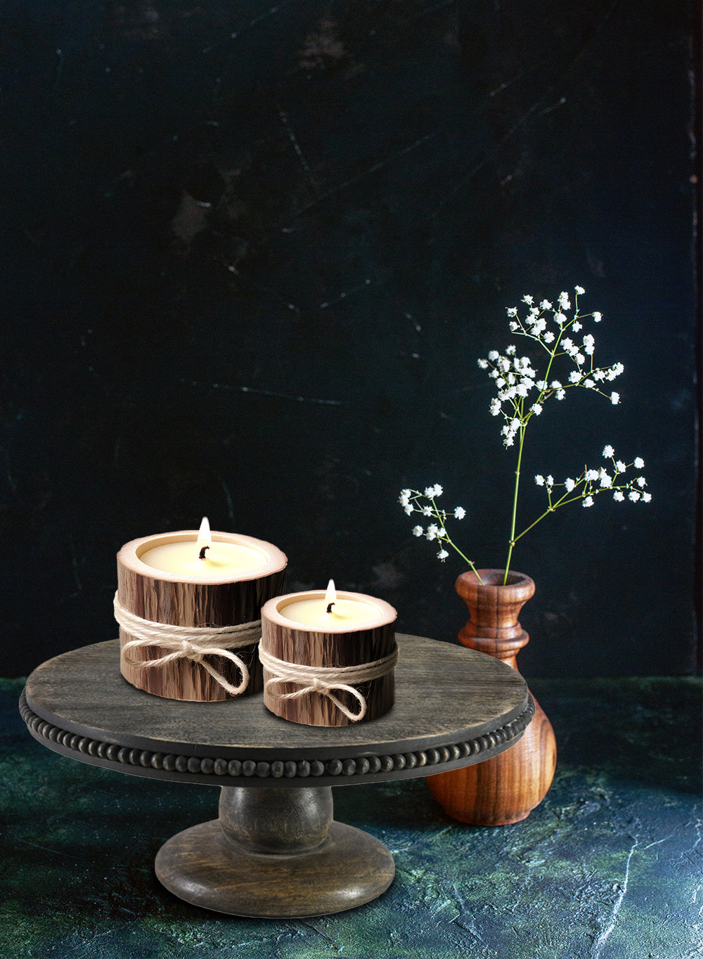 12" Dark Wood Cake Stand