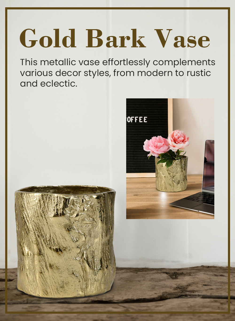 Gold Bark Vase, in 2 Sizes