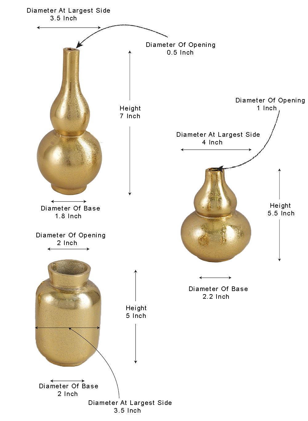 Radiance Gold Mini Bud Vase, Set of 3 in Unique Designs