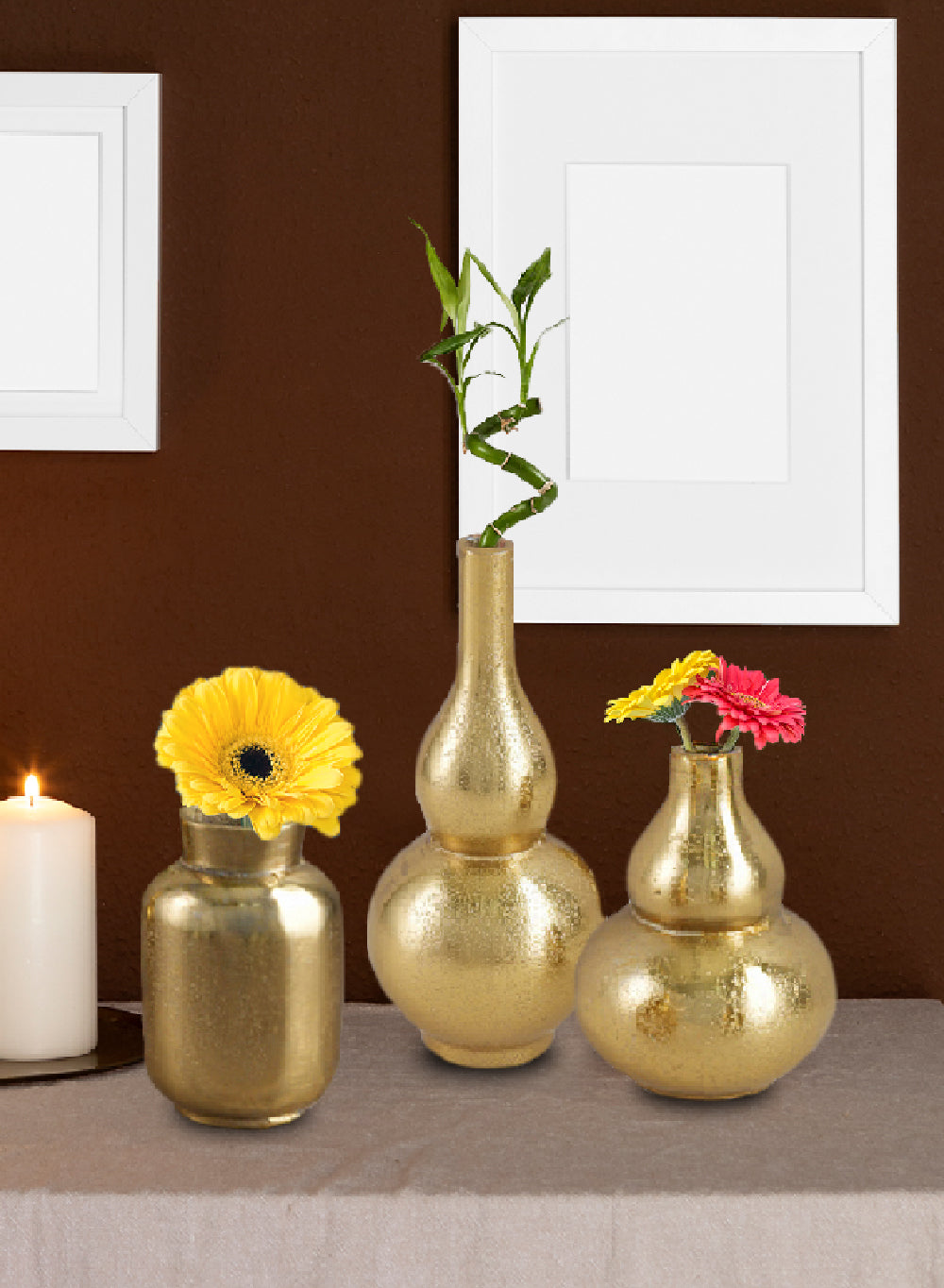 Radiance Gold Mini Bud Vase, Set of 3 in Unique Designs