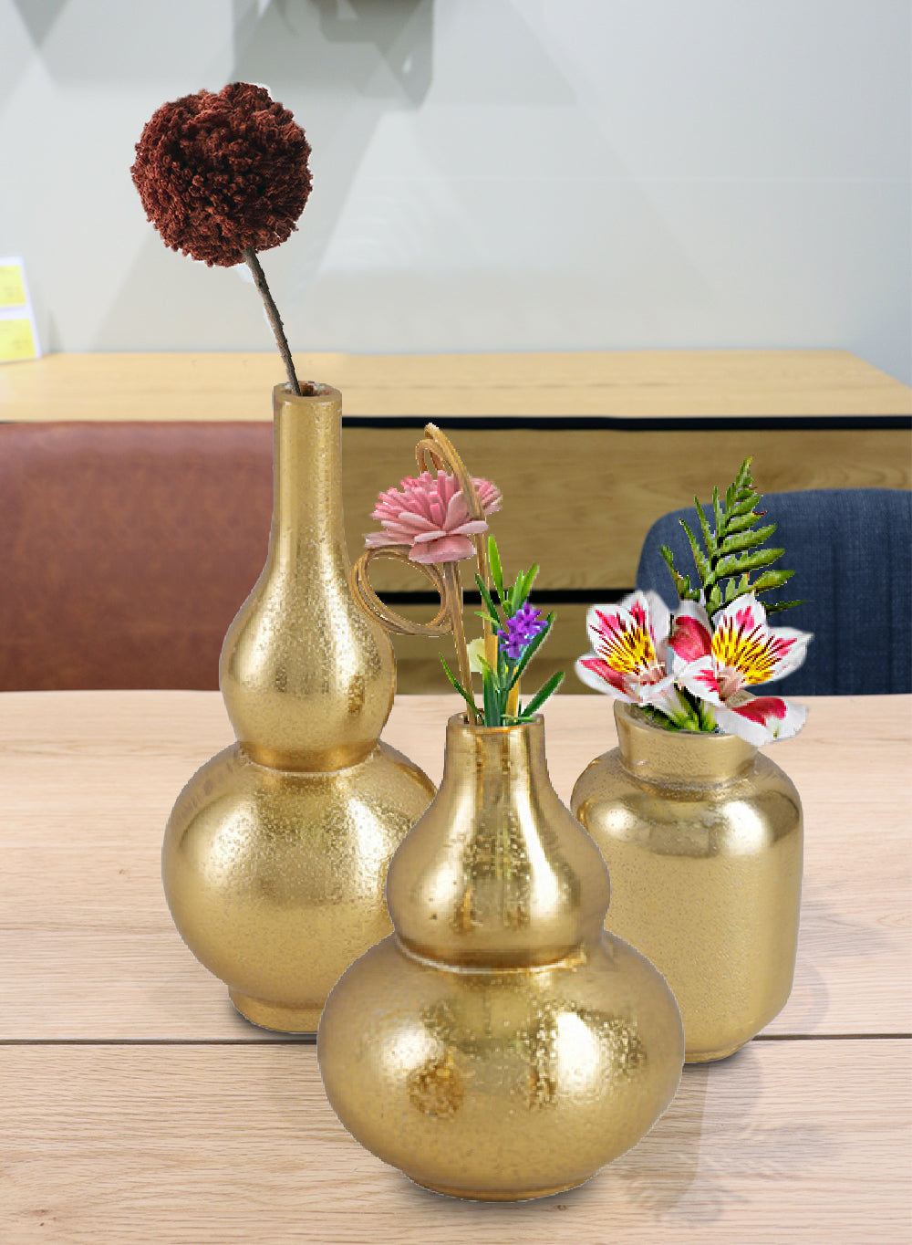 Radiance Gold Mini Bud Vase, Set of 3 in Unique Designs