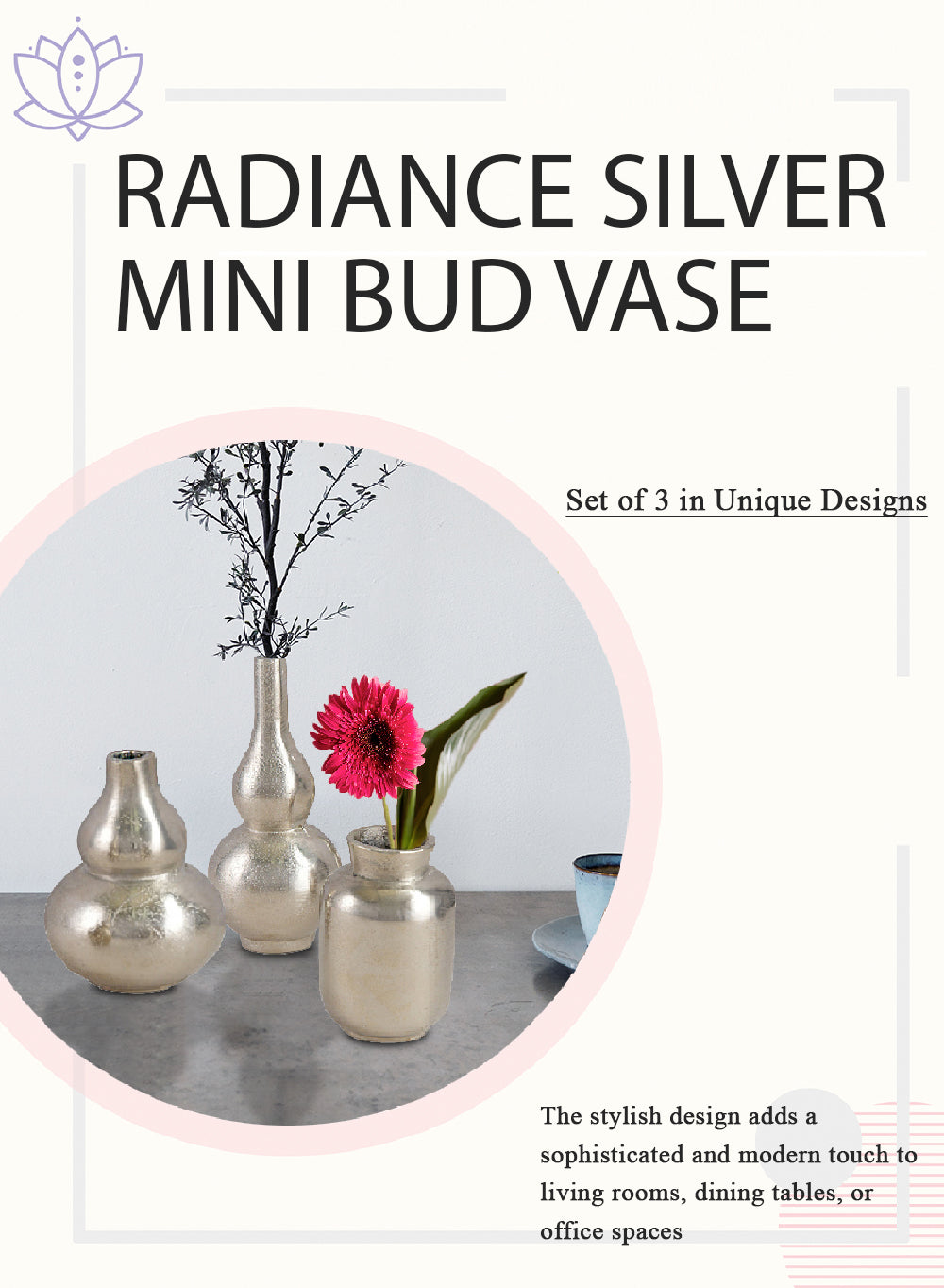 Radiance Gold Mini Bud Vase, Set of 3 in Unique Designs