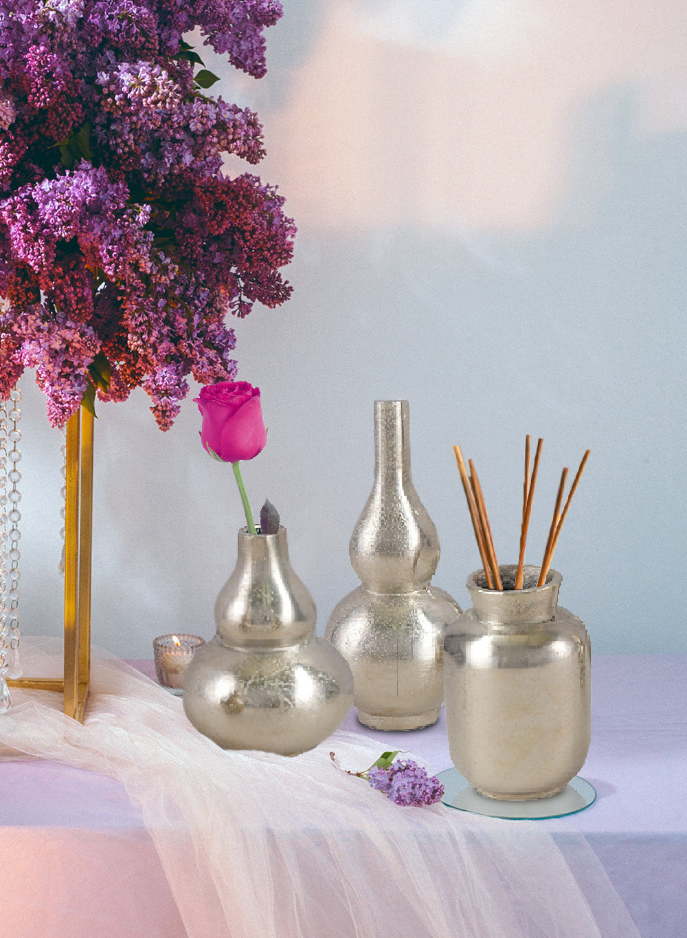 Radiance Gold Mini Bud Vase, Set of 3 in Unique Designs