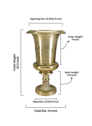 Old Gold Vintage Urn Vase, Ideal for Floral Centerpieces, Home Décor