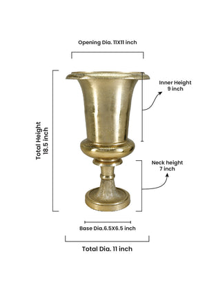 Old Gold Vintage Urn Vase, Ideal for Floral Centerpieces, Home Décor