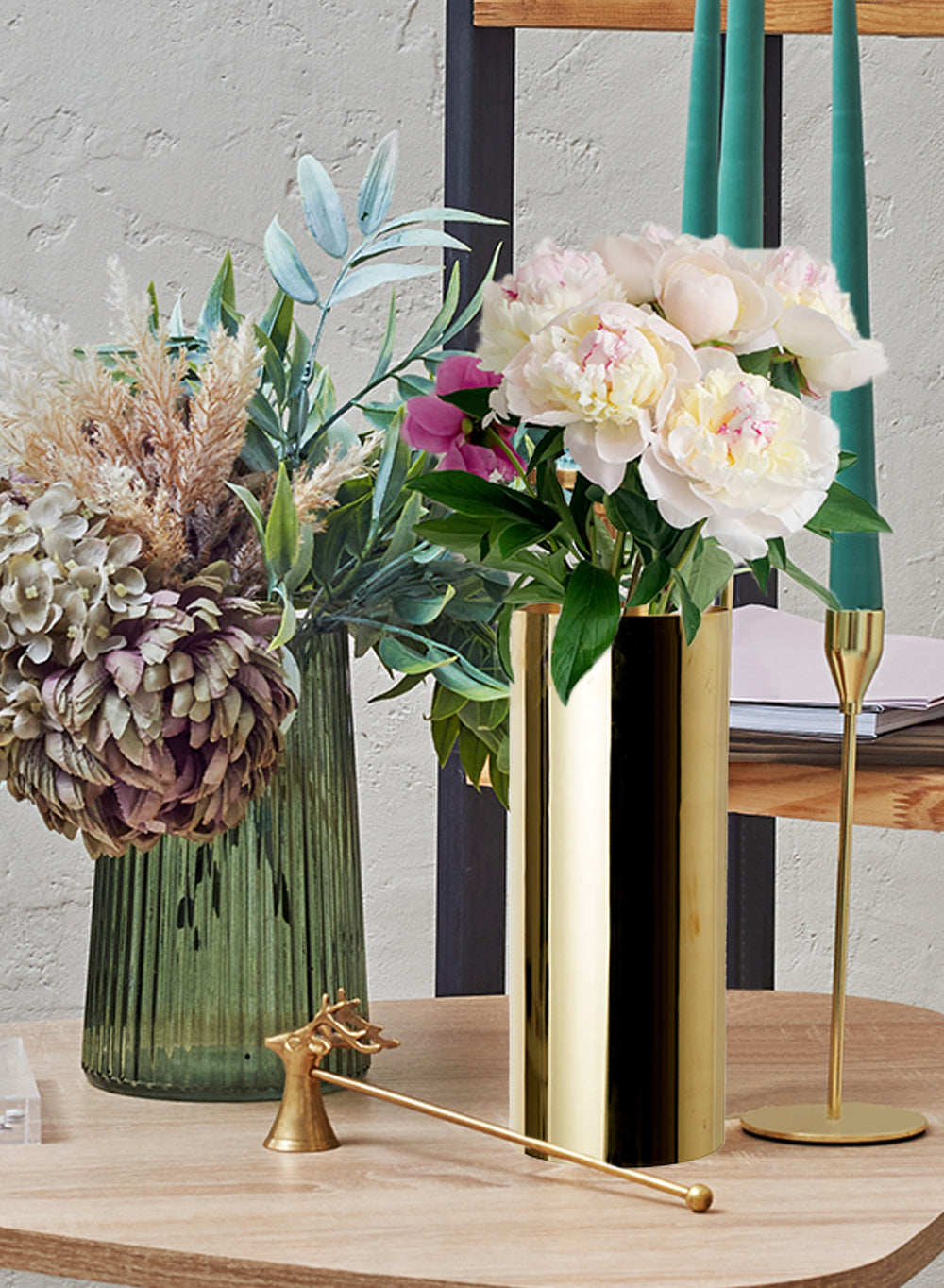 Polished Gold Stainless Steel Vase - 8" Diameter & 20" Tall