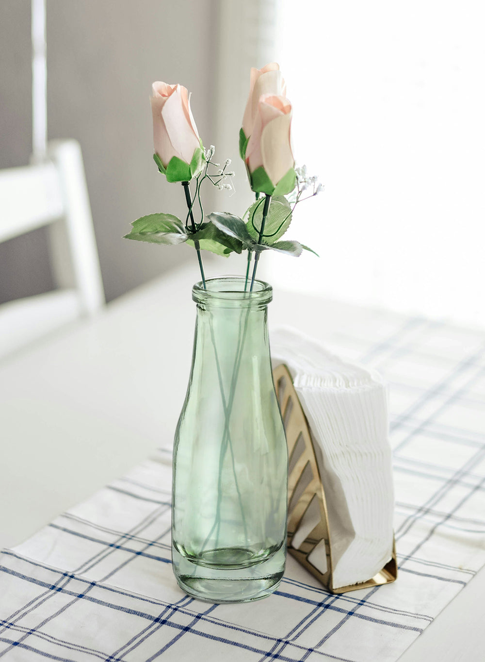 Vintage Green Glass Vase, Set of 6, in 3 Shapes