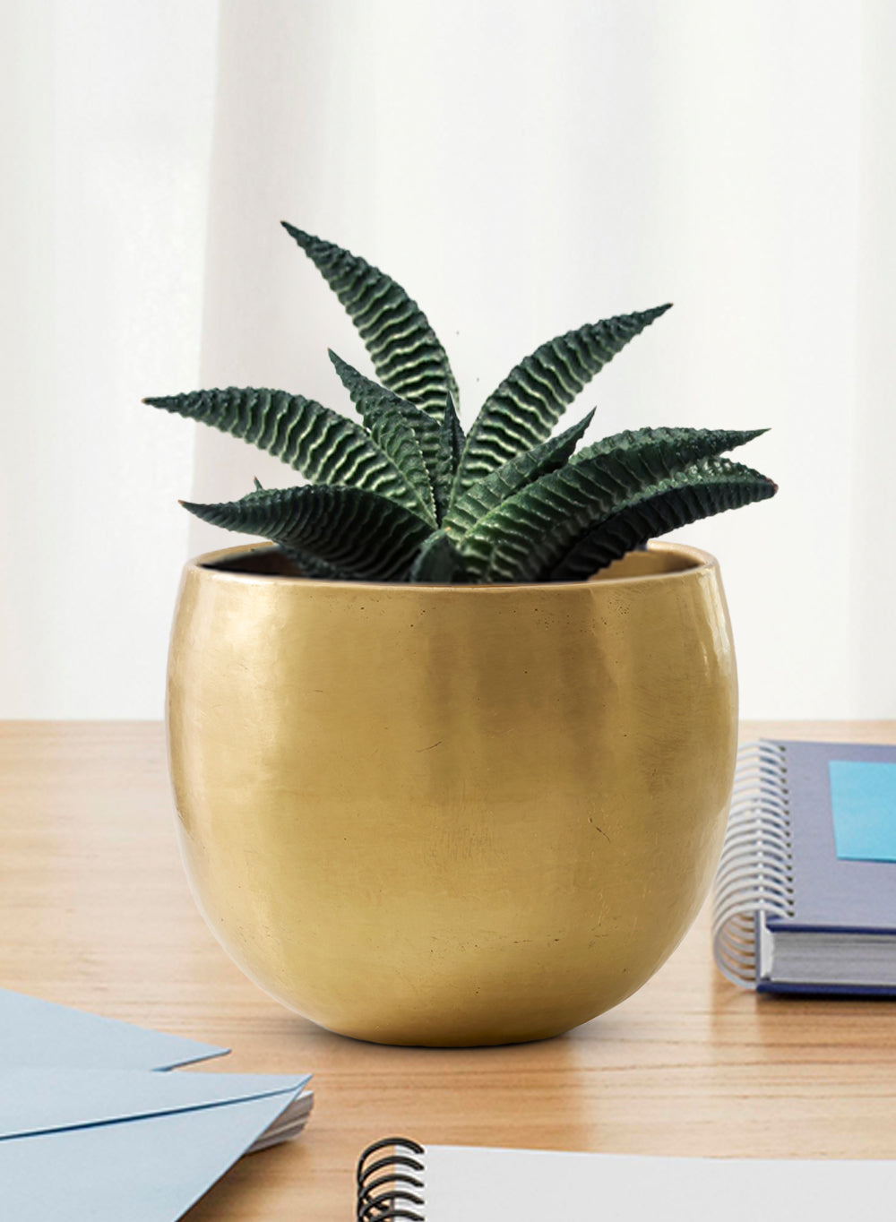 Antiqued Hammered Brass Planters