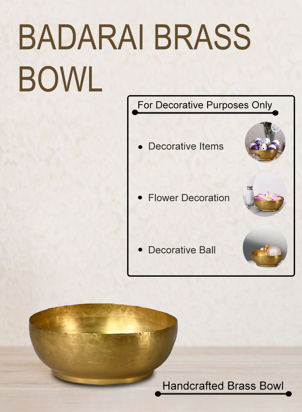 Badarai Brass Bowl, in 2 Sizes and Sets