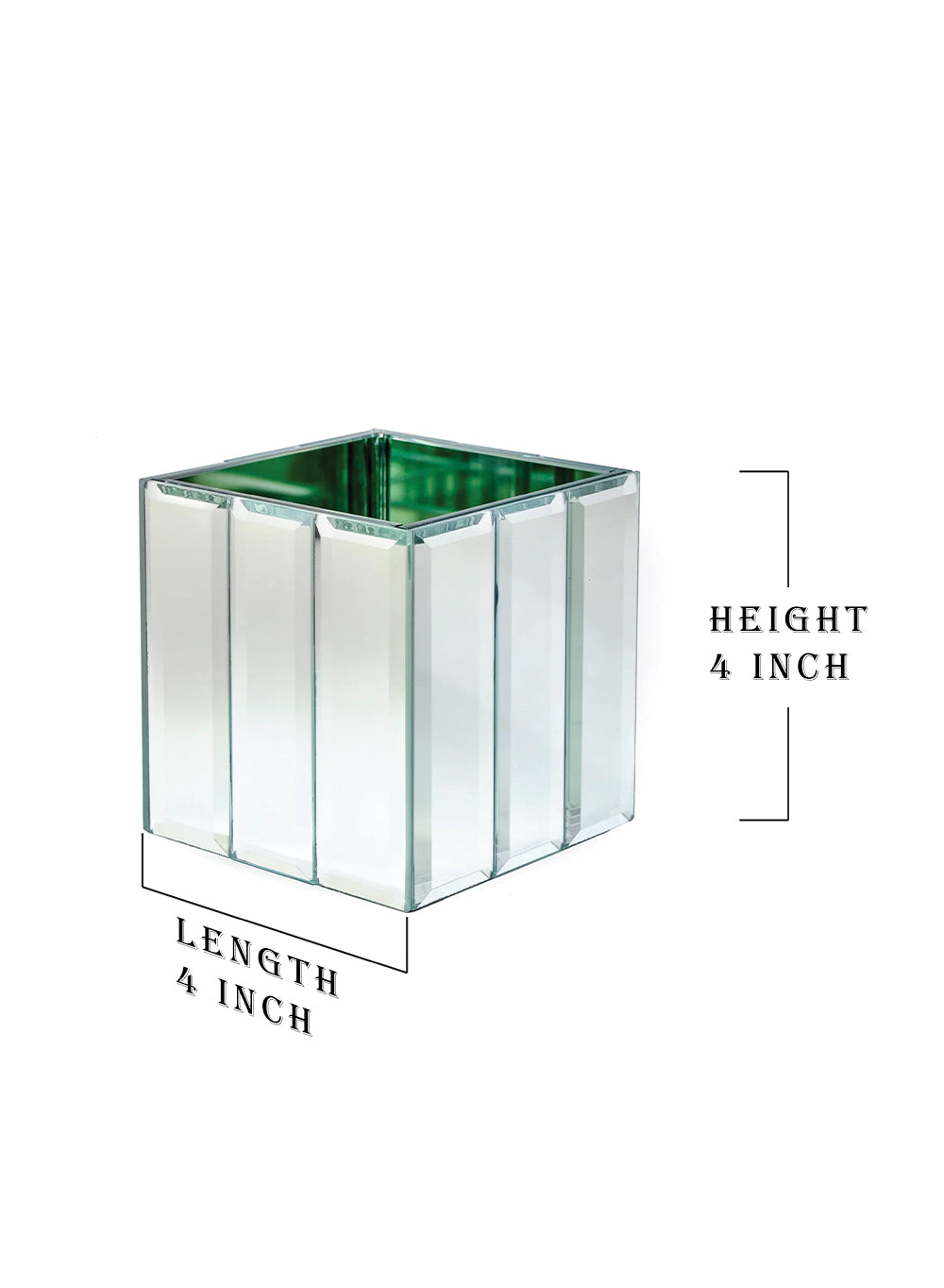 Serene Spaces Living Gatsby Mirror Strip Cube Vase – Art Deco Inspired Glass Vase with Mirror Finish, Available in 2 sizes