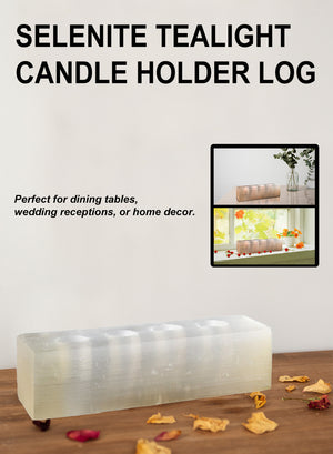 Selenite Tealight Candle Holder Log