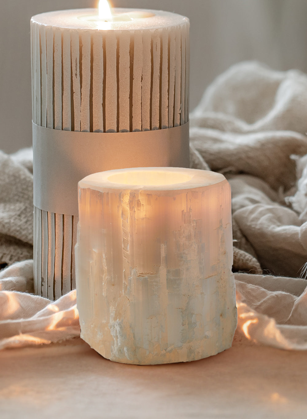 Selenite Tealight Candle Holder, In 3 Sizes