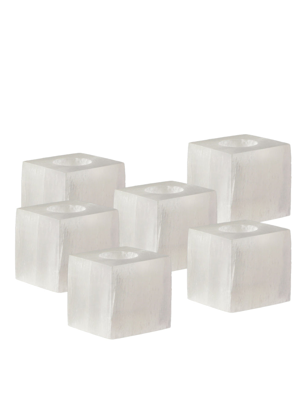 3" Selenite Crystal Cubic Candle Holder