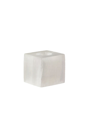 3" Selenite Crystal Cubic Candle Holder