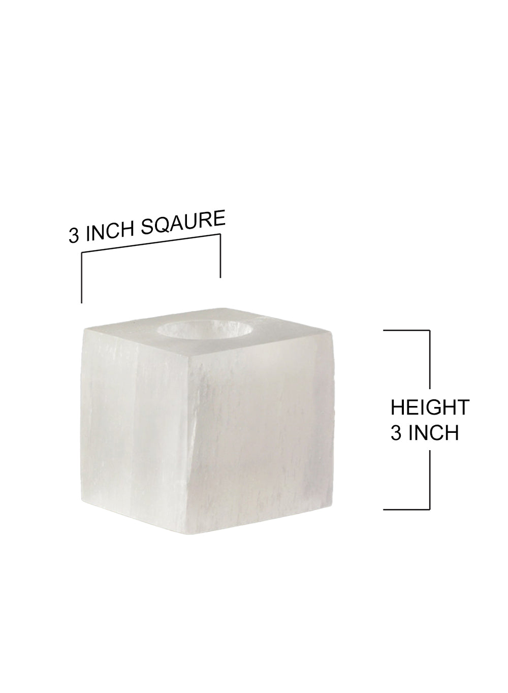 3" Selenite Crystal Cubic Candle Holder