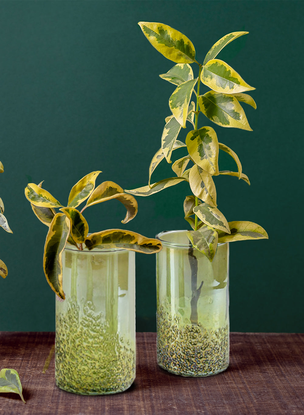 Speckled Green Glass Bud Vases, in 4 Sizes