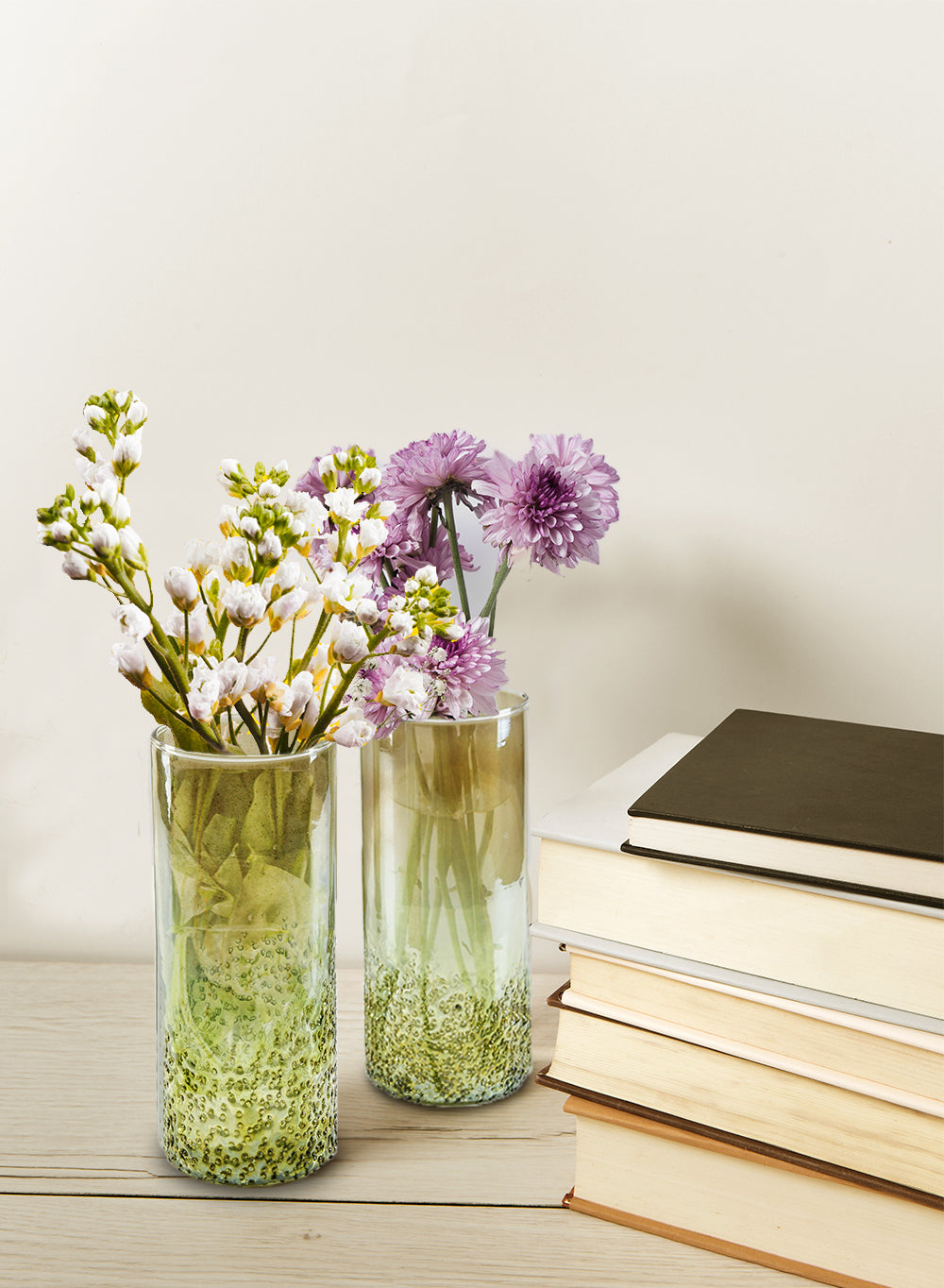 Speckled Green Glass Bud Vases, in 4 Sizes