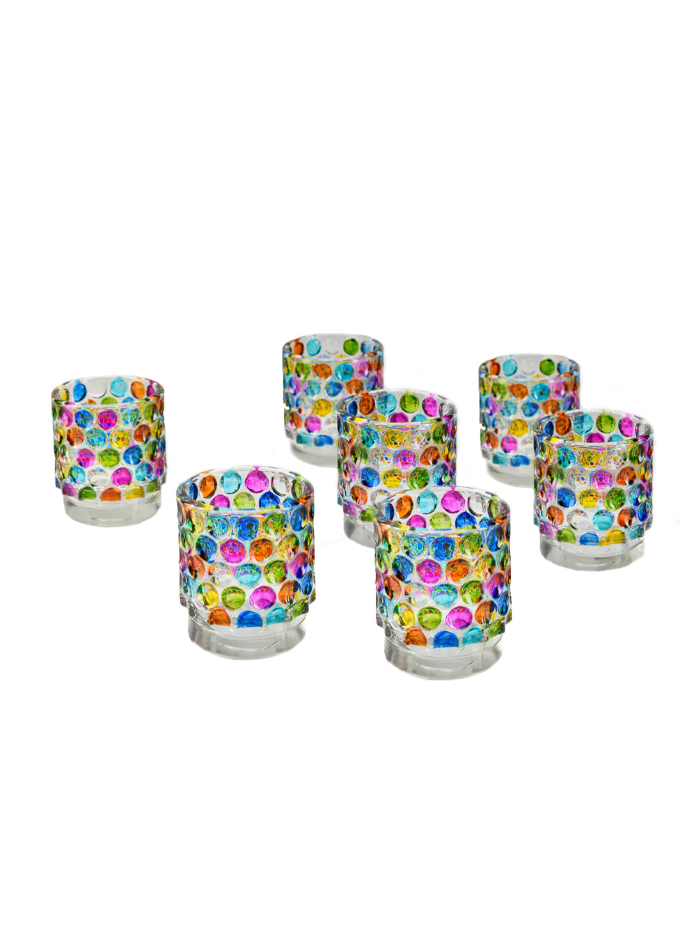 3" Vibrant Polka-Dot Glass Candle Holder