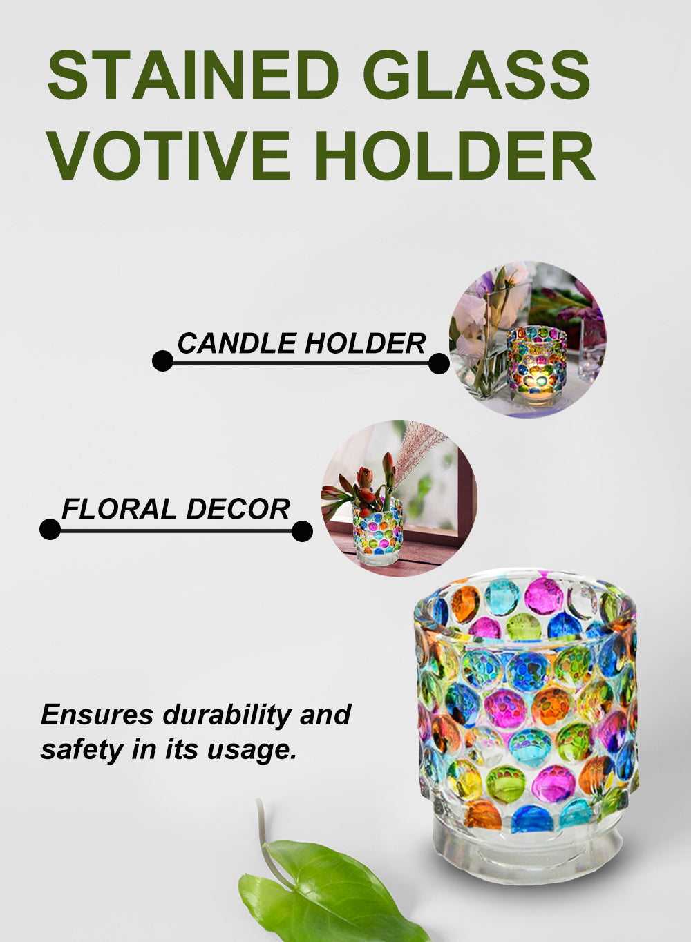 3" Vibrant Polka-Dot Glass Candle Holder