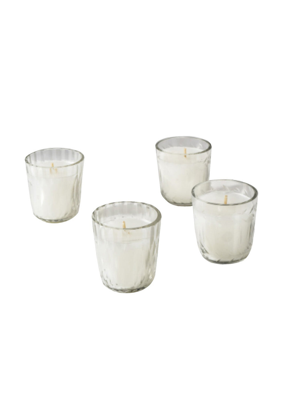 Etched Glass Prefilled Votive Holder, Set of 4