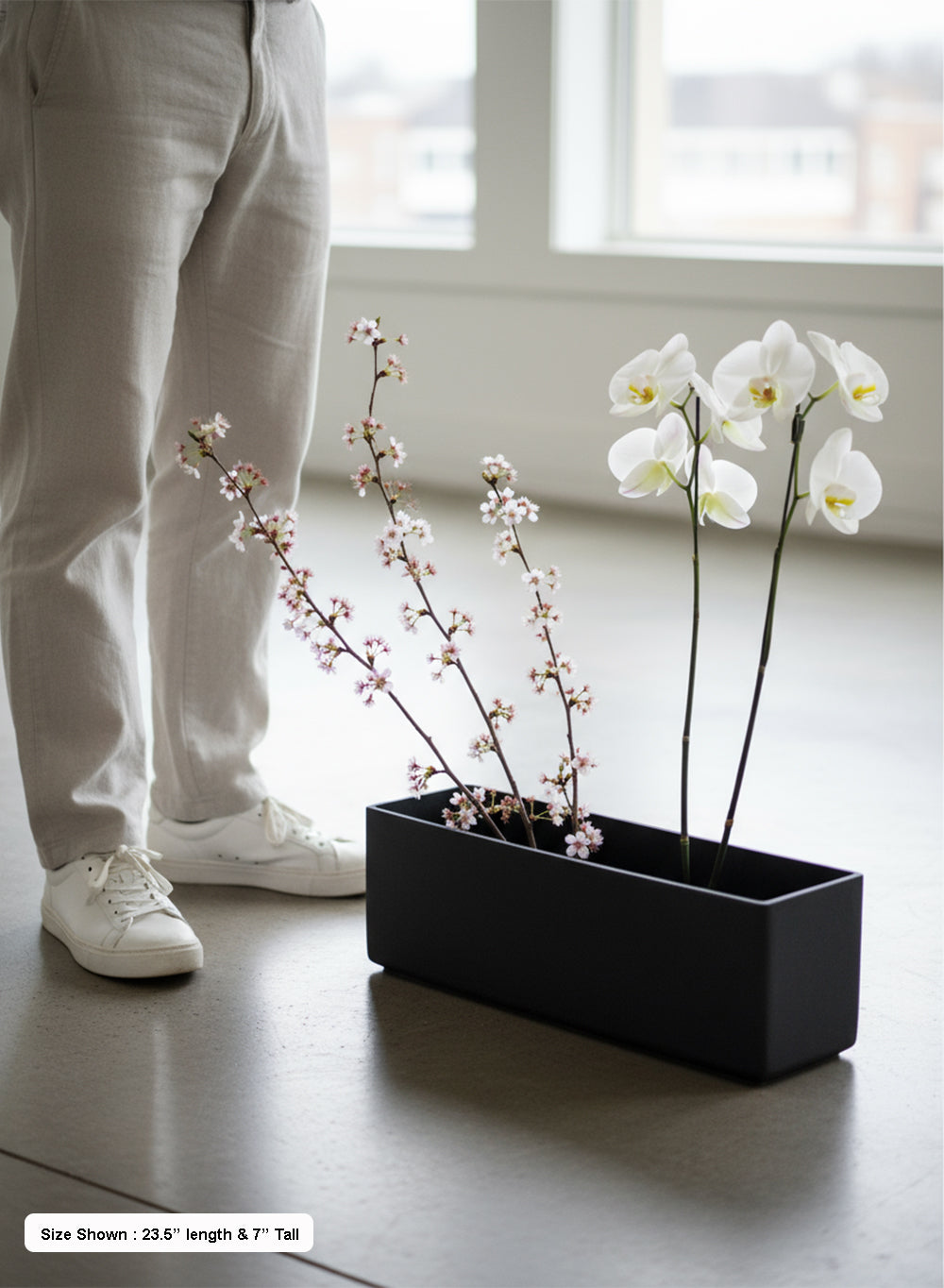 Black Rectangular Lightweight Planter Box, Available in 3 Sizes