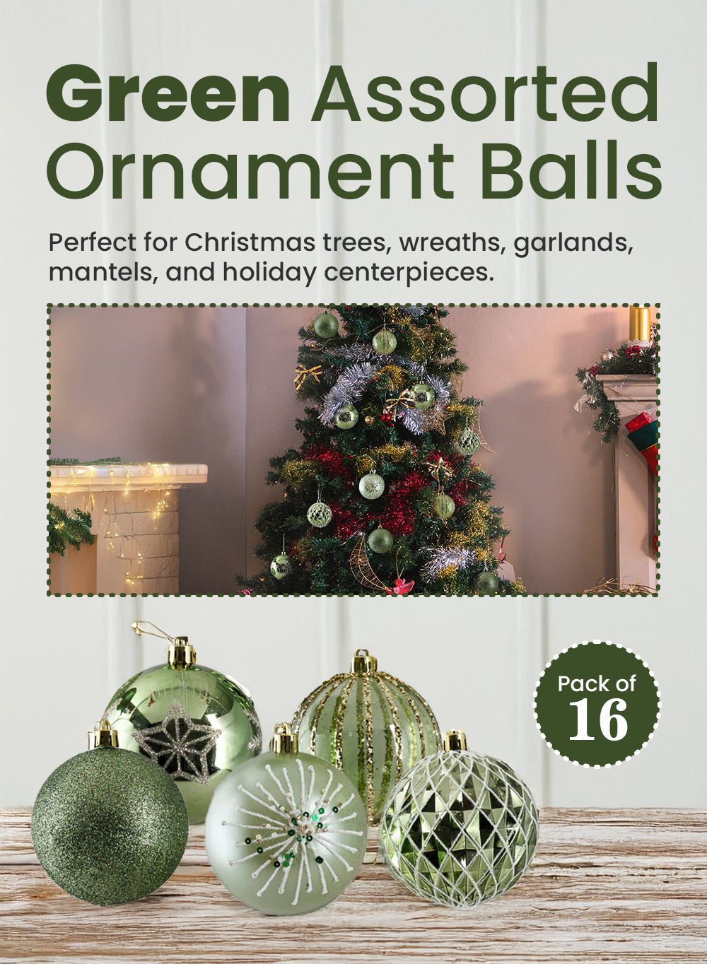 3" Assorted Ornament Balls, Pack of 16