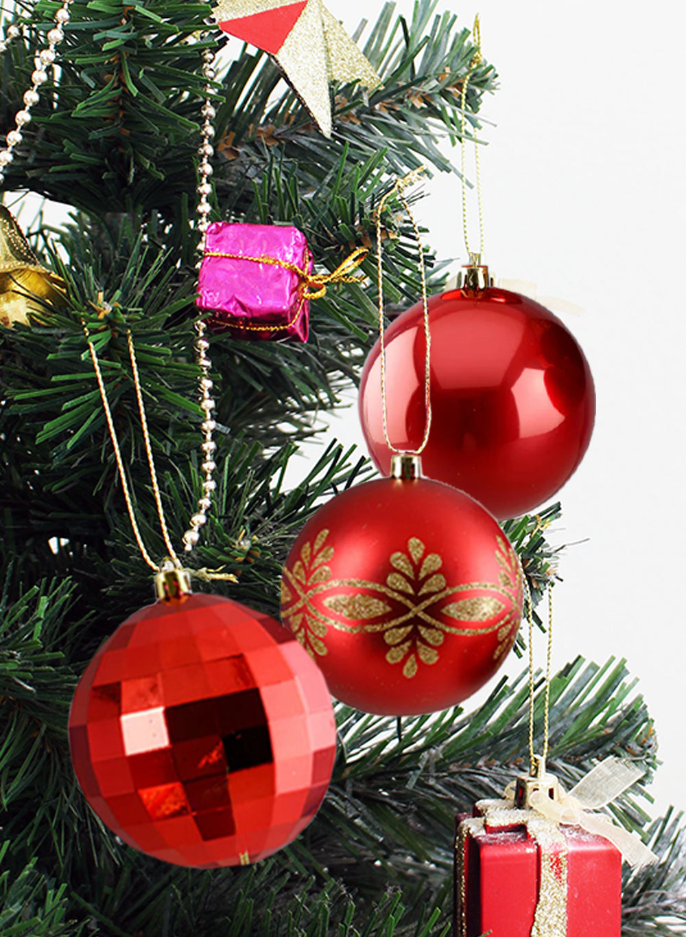 4" Red Christmas Ball Ornaments, Pack of 12