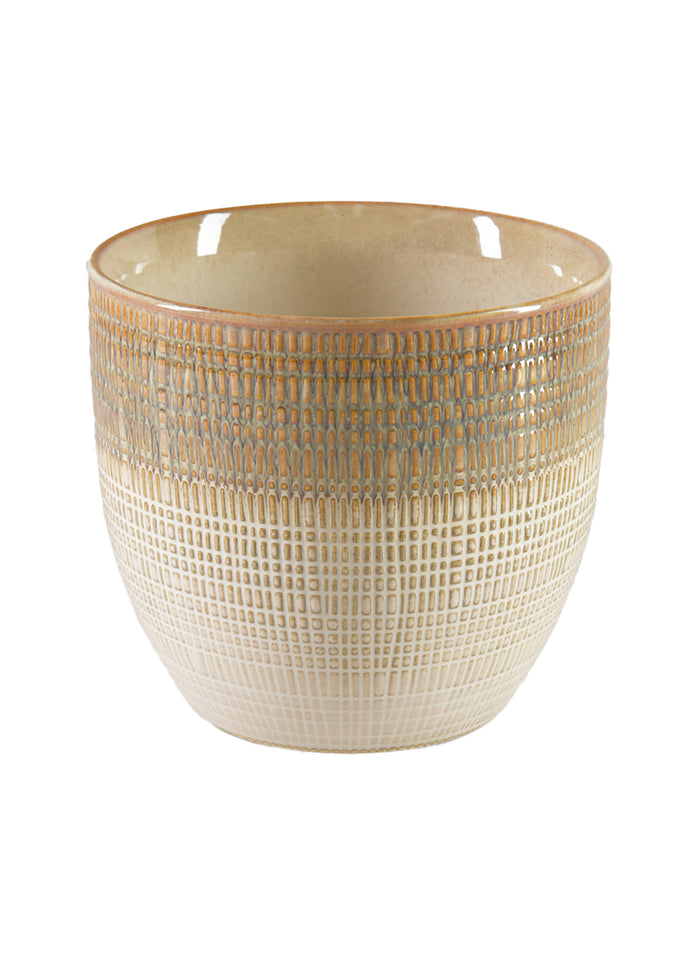 Latte Glazed Ceramic Cachepot | Cachepot | Serene Spaces Living