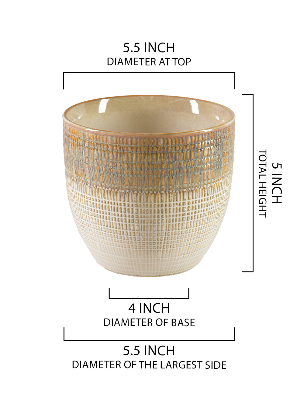 Latte Glazed Ceramic Cachepot, in 2 Sizes