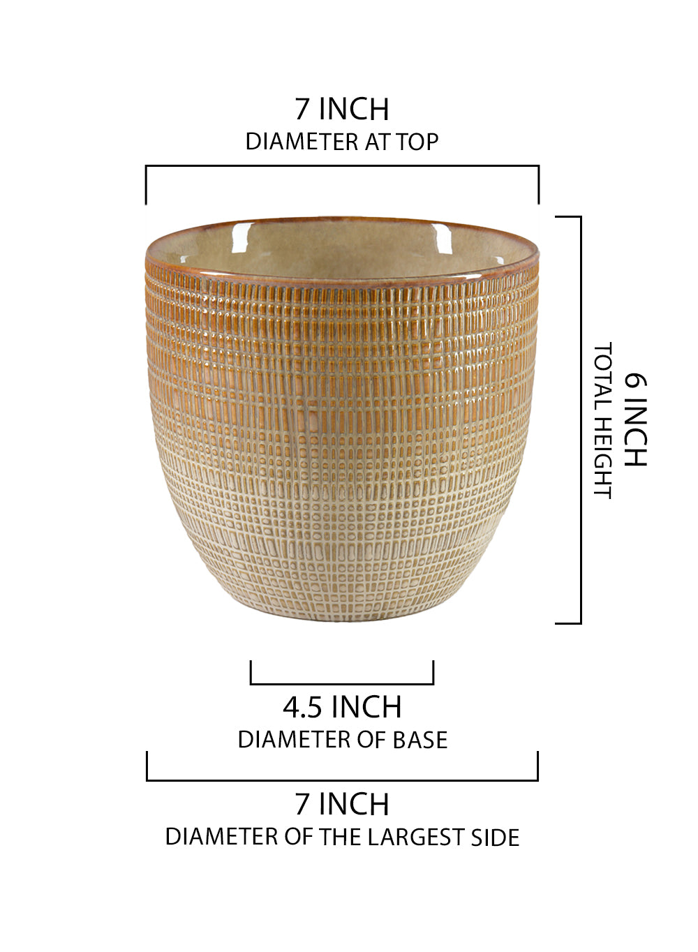 Latte Glazed Ceramic Cachepot, in 2 Sizes