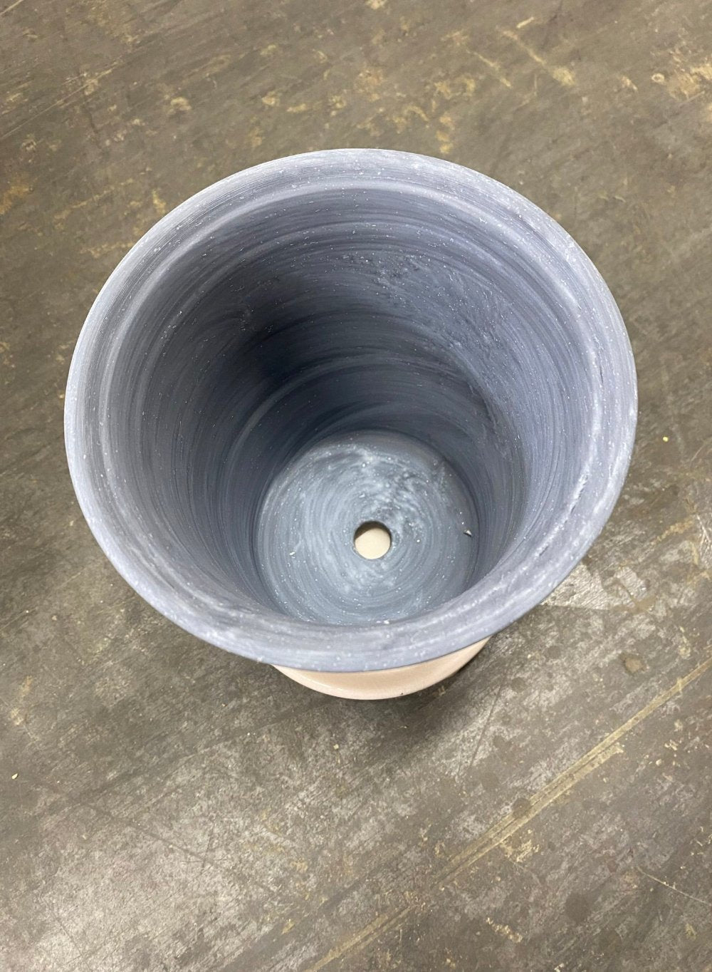 Crackled White with Gray Ceramic Planter Pot and Saucer