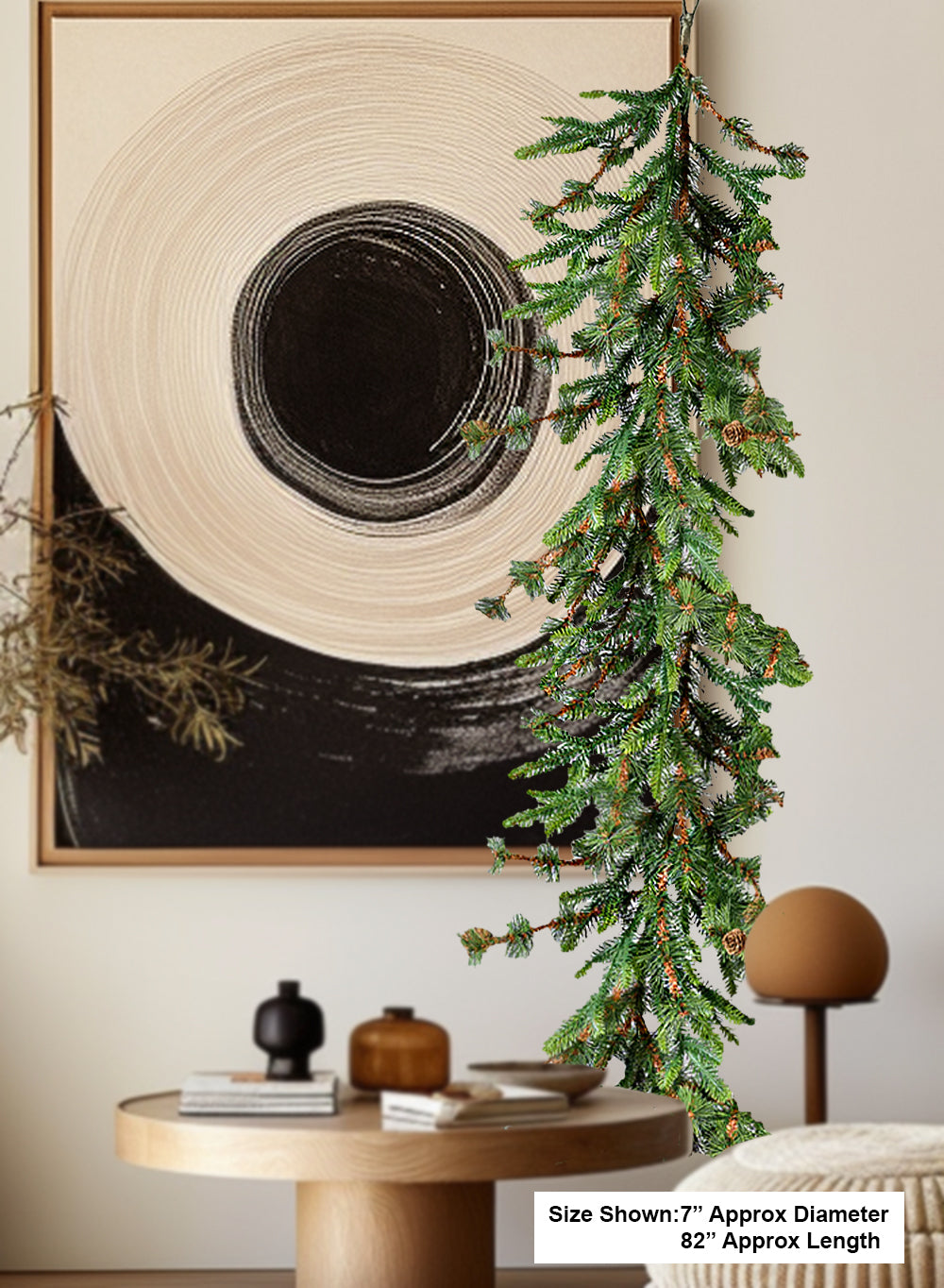 82" Woodland Pine Garland with Pinecones – 360 Tips & 16 Cones