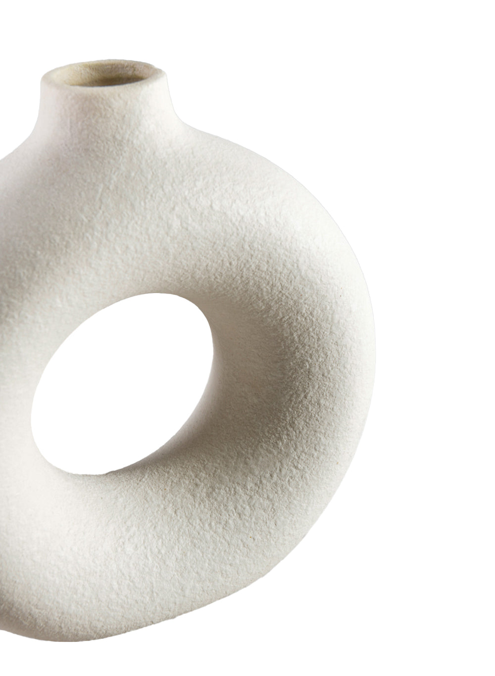 Sand White Ring Ceramic Vase – Hollow Design for Fresh & Dried Arrangements, 2 Sizes