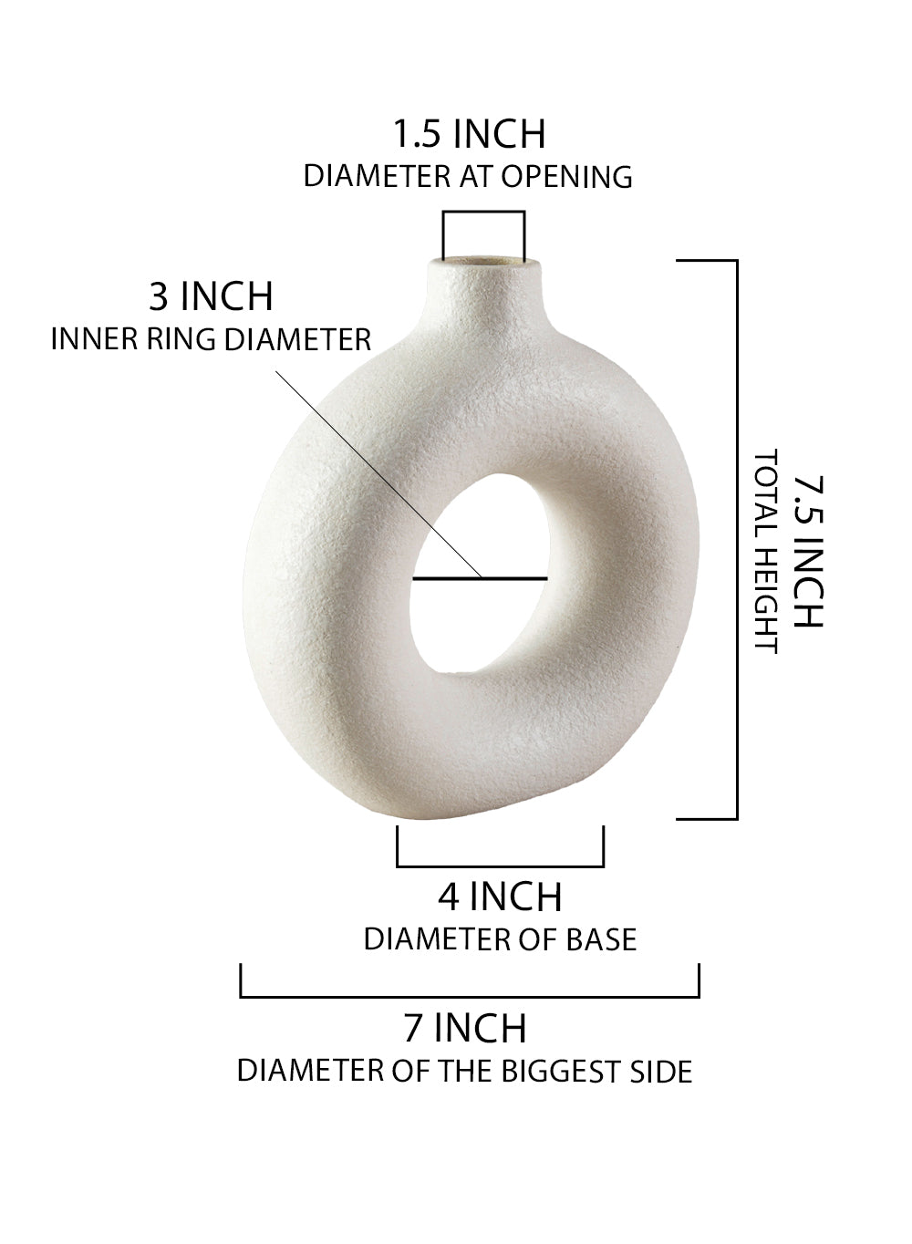 Sand White Ring Ceramic Vase – Hollow Design for Fresh & Dried Arrangements, 2 Sizes