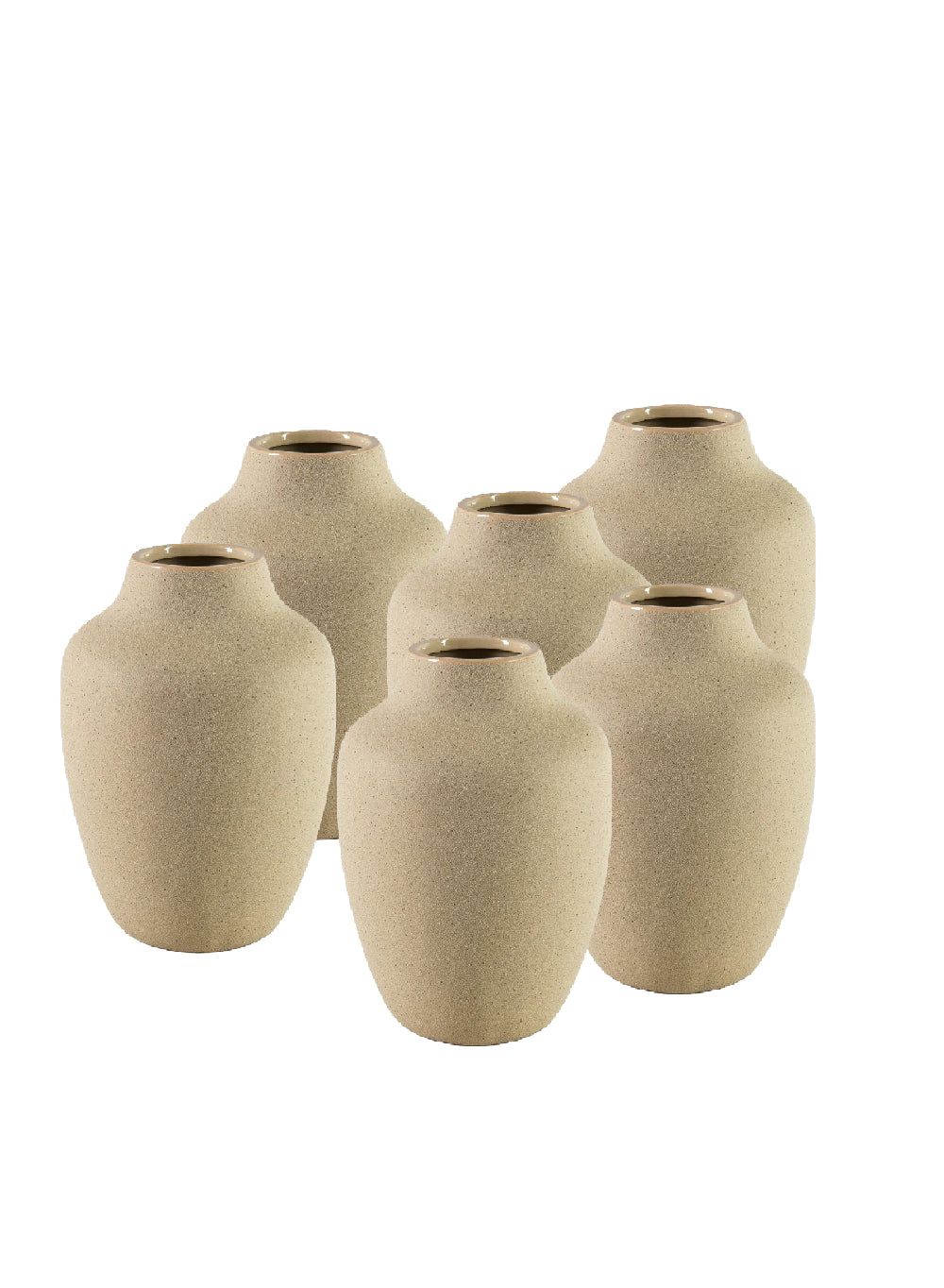 10" Sand Beige Ceramic Urn Vase