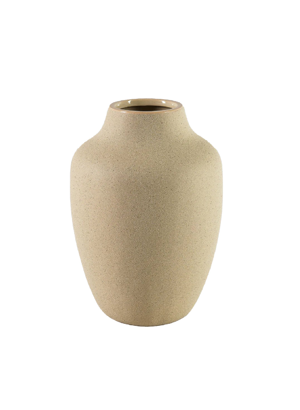 10" Sand Beige Ceramic Urn Vase