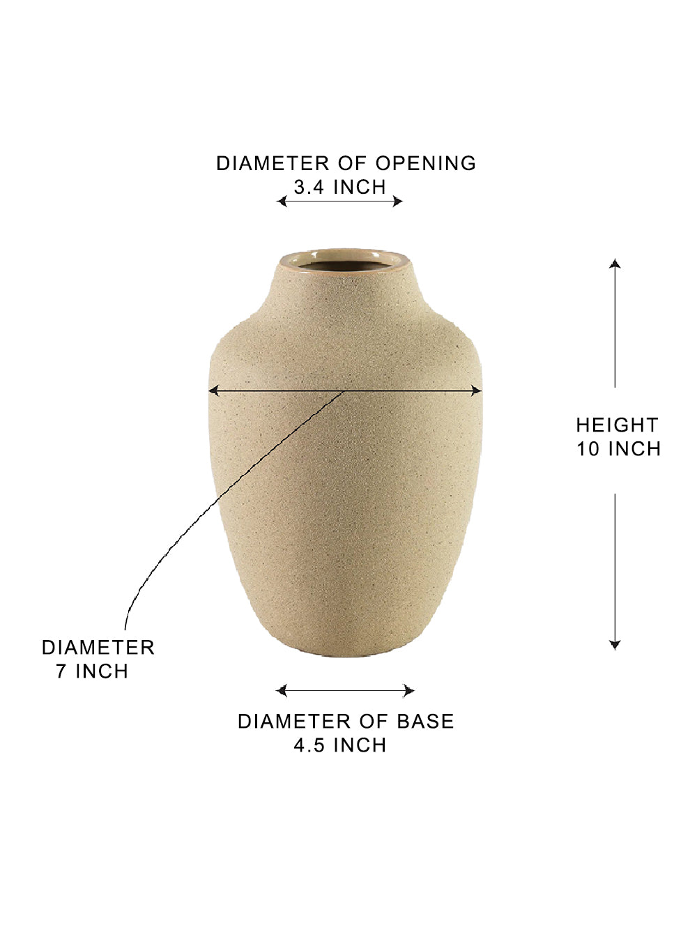 10" Sand Beige Ceramic Urn Vase