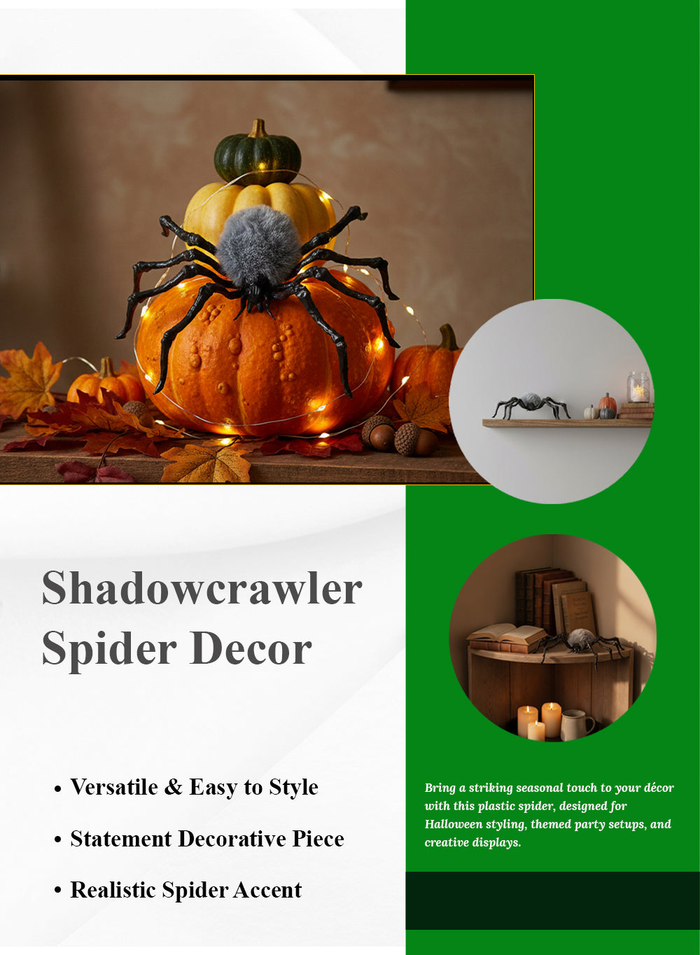 Shadowcrawler Spider Decor, 8.5" Wide & 1.5" Tall, Pack of 2