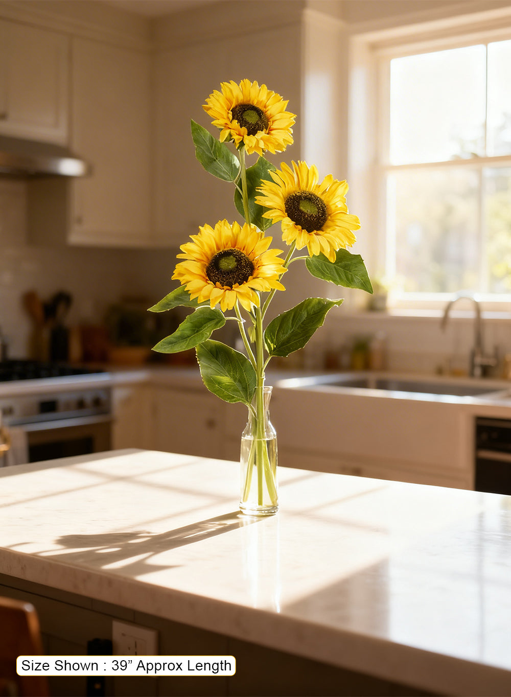 Artificial Sunflower Stems, 39" Tall, Pack of 12