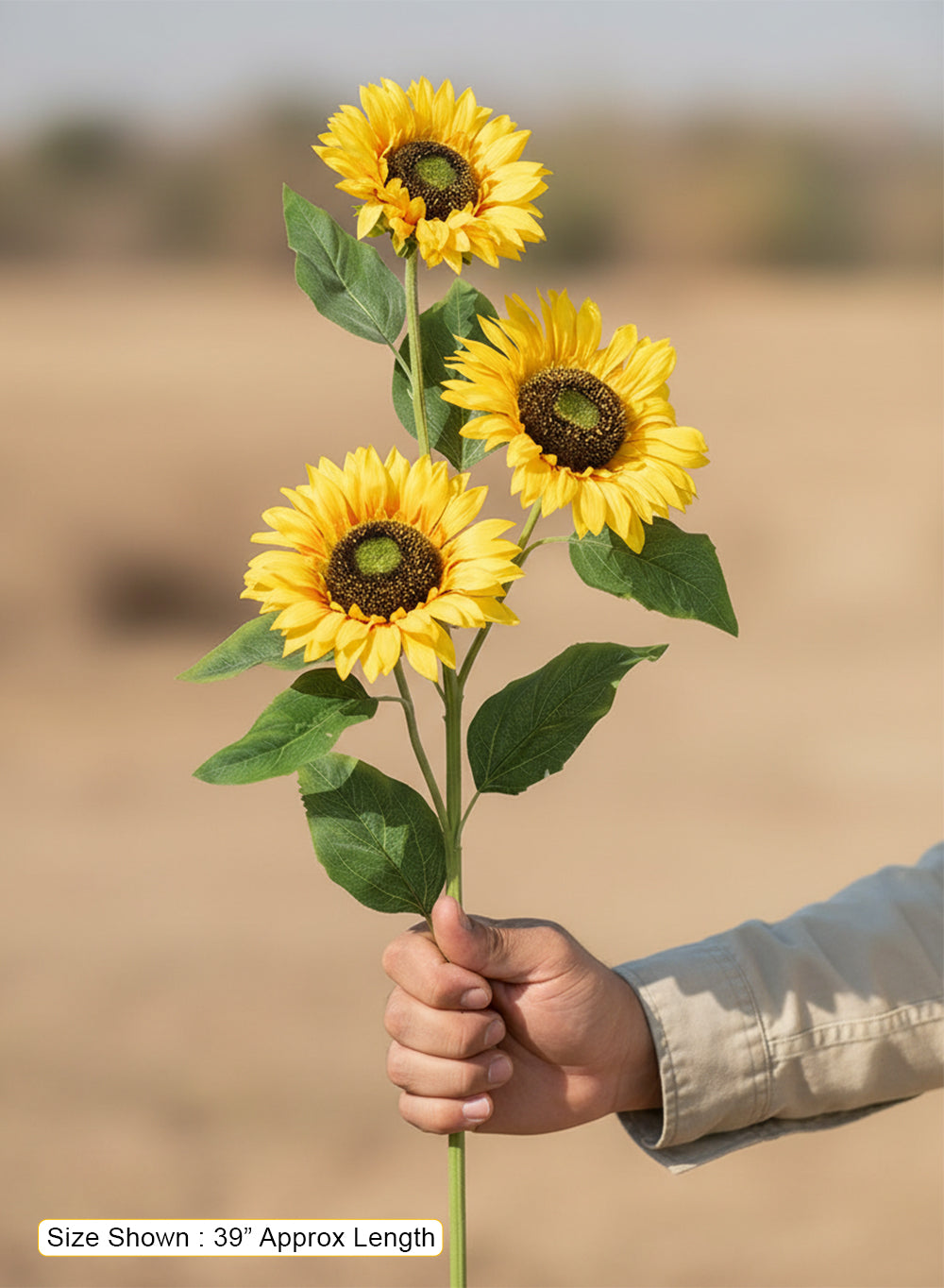 Artificial Sunflower Stems, 39" Tall, Pack of 12