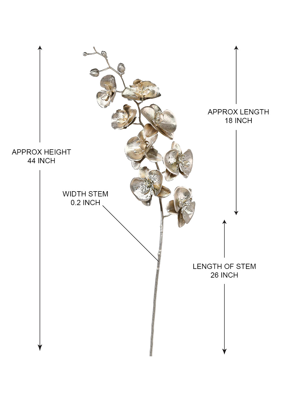 44" Orchid Luxe Stem, Pack of 6, in 2 Colors