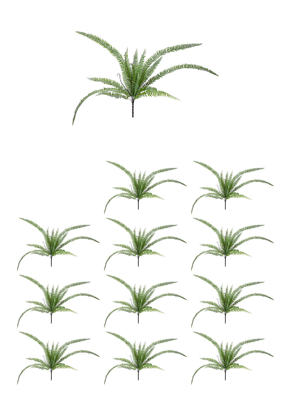 Artificial Green Fern Stems, 36.5" Tall, Pack of 12