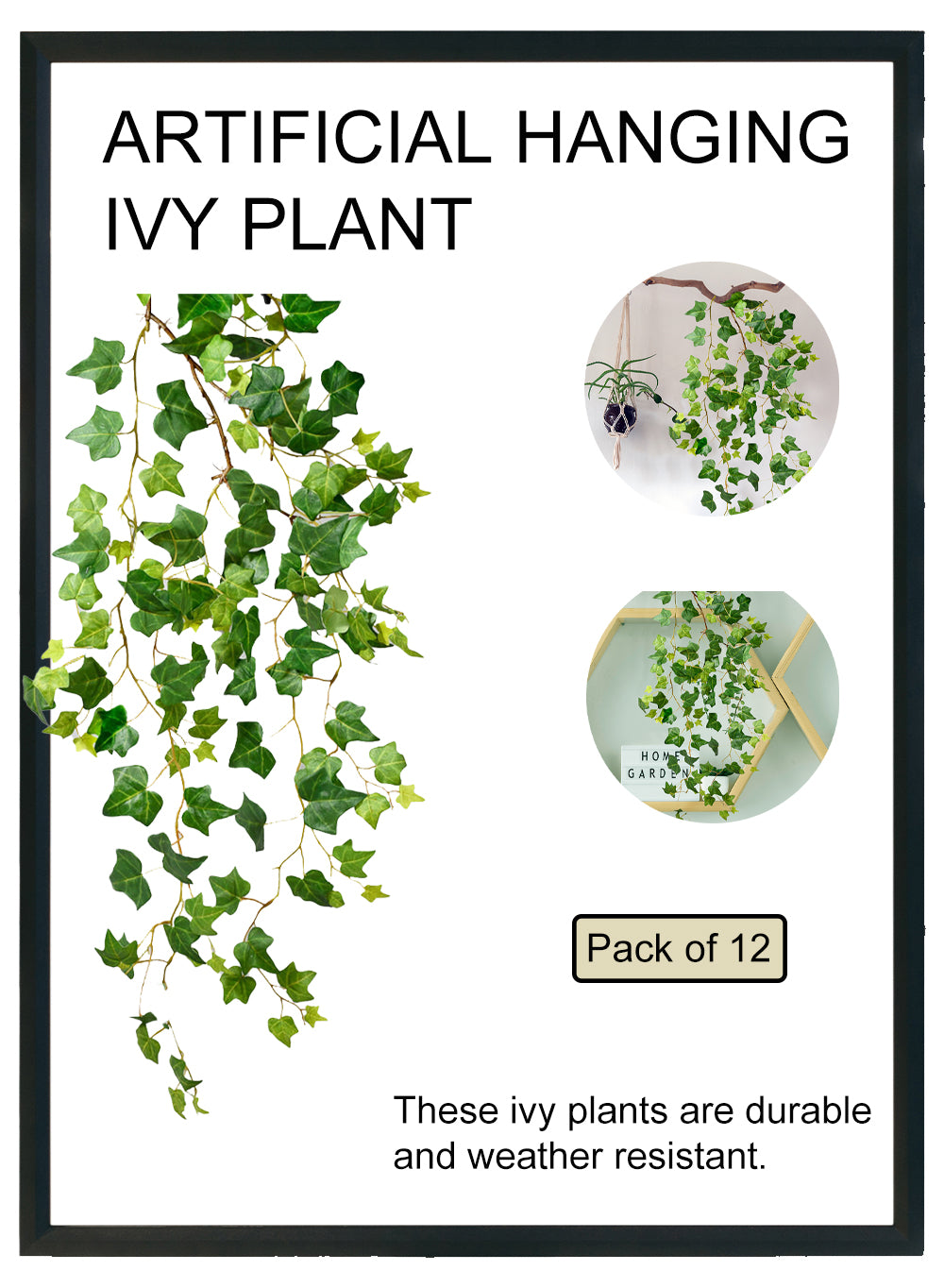 Artificial Hanging Ivy Plant, Pack of 12